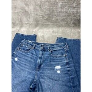 American Eagle Baggy Straight Jeans Women Size 12 Super High Rise Denim Y2K